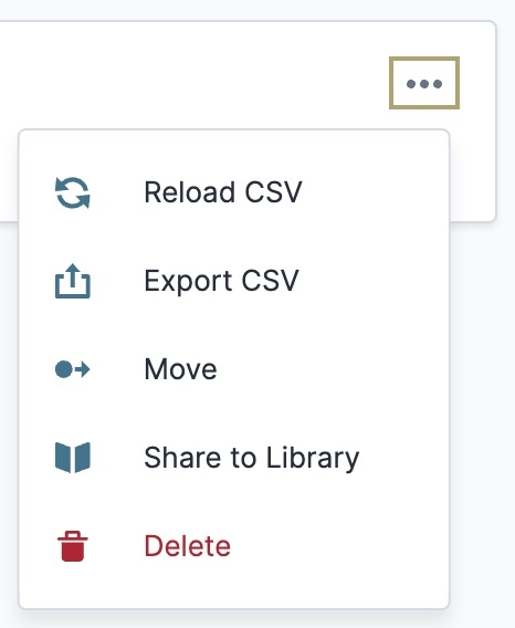 A static image displaying the ellipsis options for a Data Collections tile.