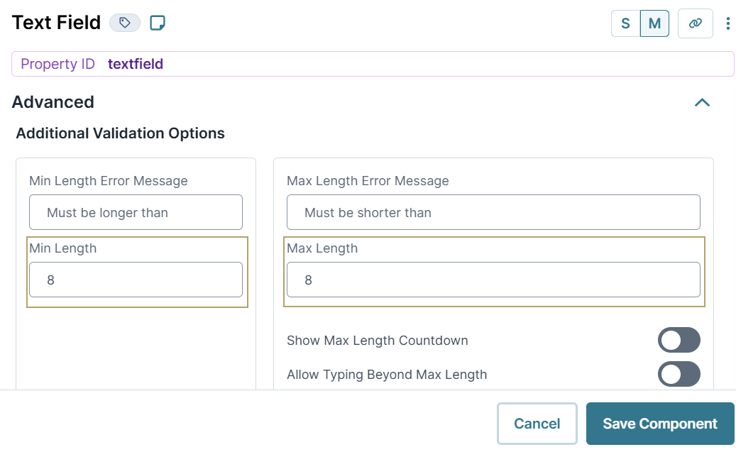 A static image displaying the Min and Max length settings.
