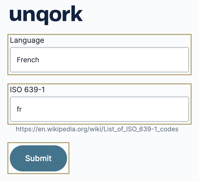 A static image displaying how to create a new language with its ISO 639-1 abbreviation.