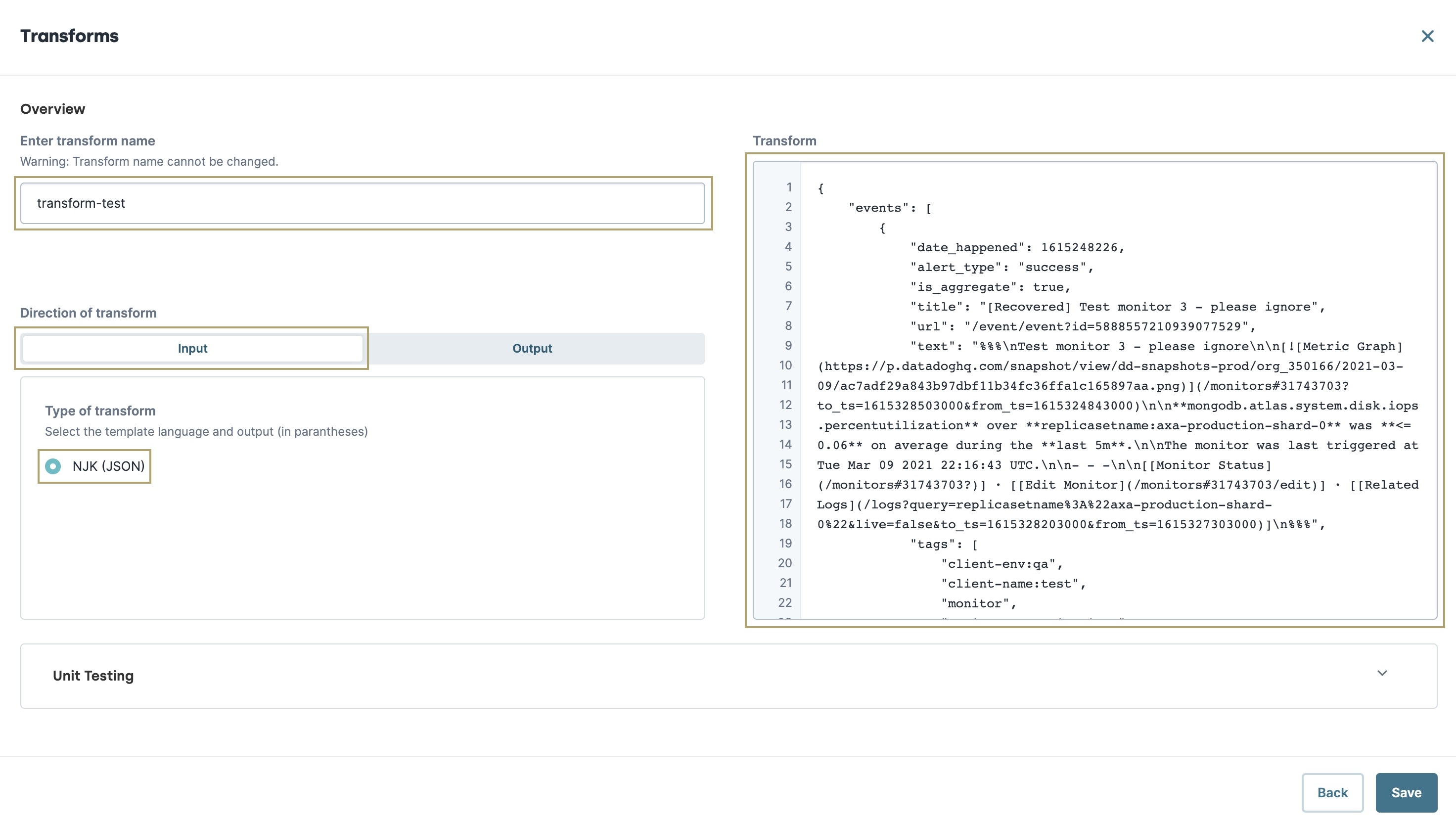 A static image displaying how to create a transform.
