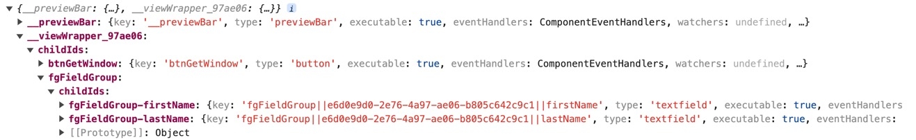 A static image dispaying the Get Component Tree function in the DevTools Console.