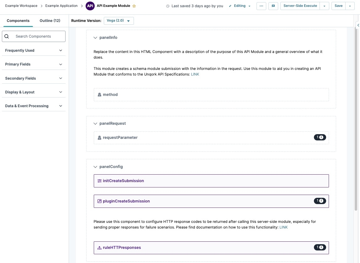 A static image displaying an API Module using Panel components.
