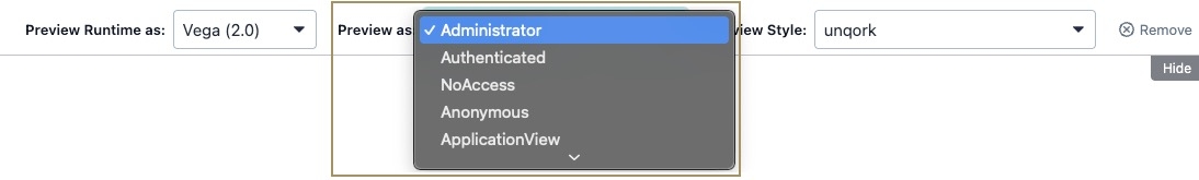 A static image displaying the Express View express bar. The Preview As dropdown is highlighted.