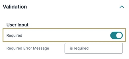A static image displaying the Required setting toggled to ON.