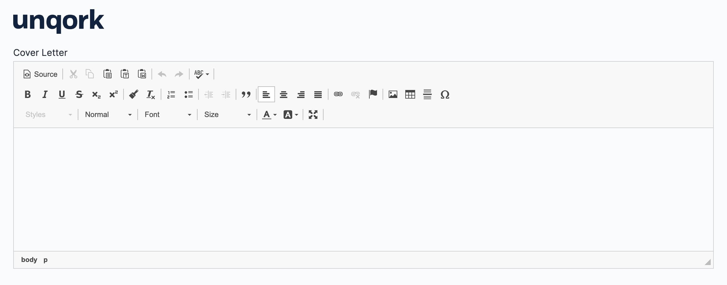 A static image of the configured Rich Text Editor component in Express View.
