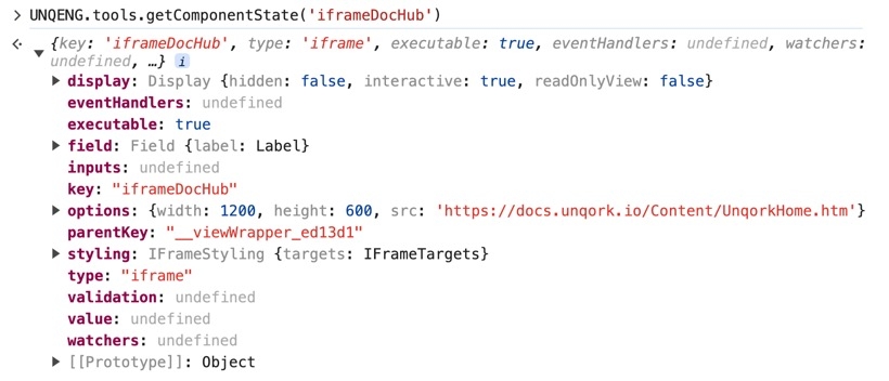 A static image displaying the data structure of an iFrame component.