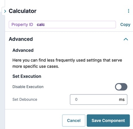 A static image displaying the Udesigner Calculator's Advanced Settings.
