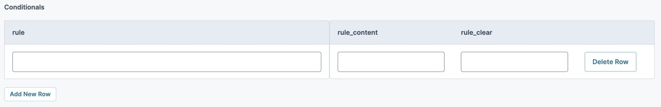 A static image displaying the UDesigner Decisions component's Conditionals table.