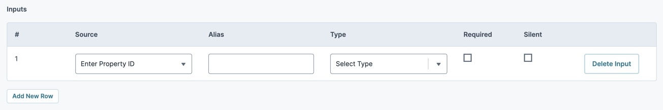 A static image dispaying the Decision component's Inputs Table