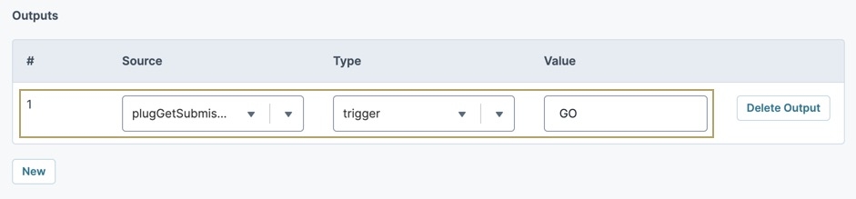 A static image displaying the Initializer component's  Output table configuration.