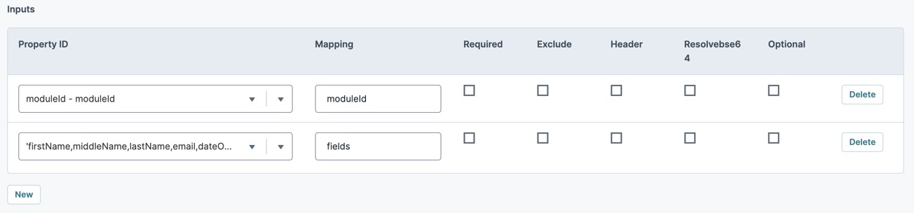 A static image displaying the List Submissions for Dashboard API and the Inputs table.