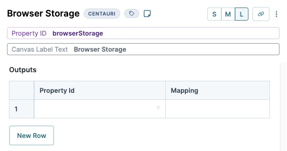 A static image displaying the Browser Storage component's Data Outputs table.
