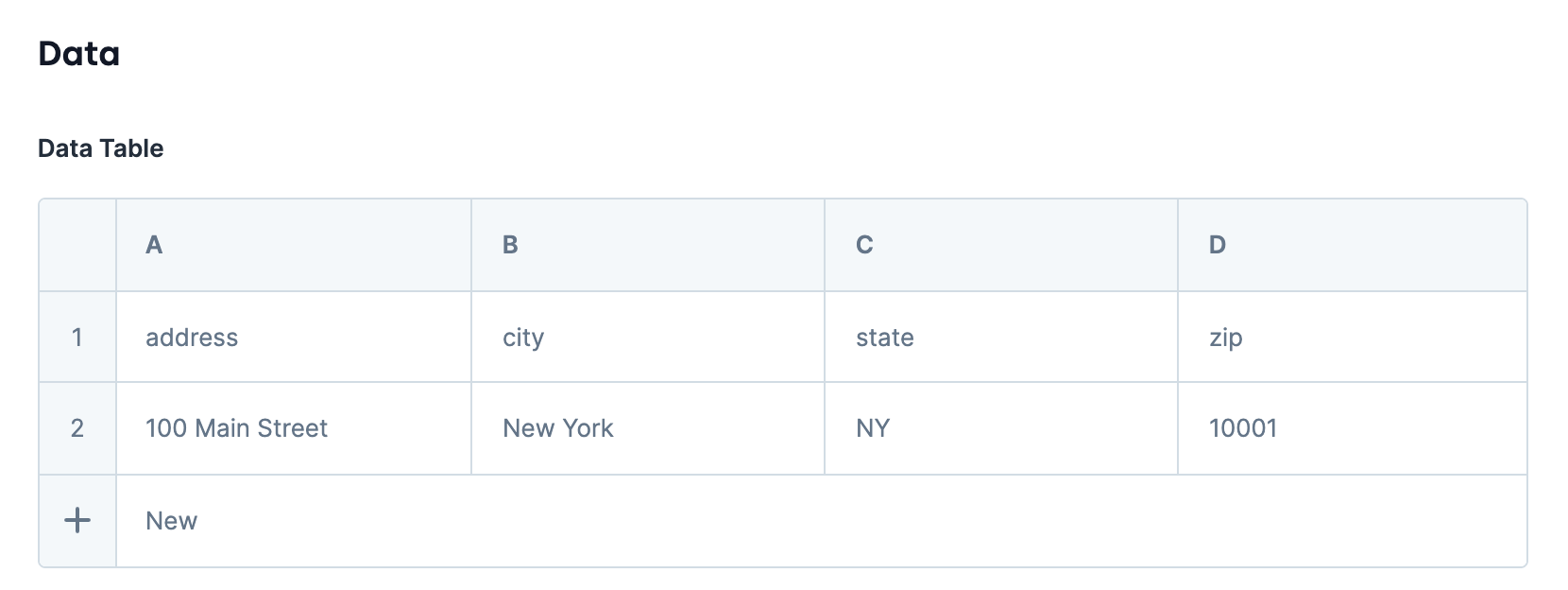 A static image displaying the second Data Table configuration in the Nested Array operator use case.