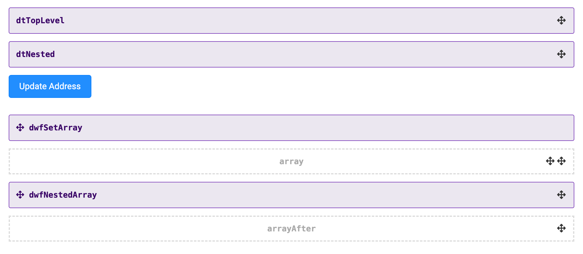 A static image displaying the Nested Array operator completed use case in the Module Builder.