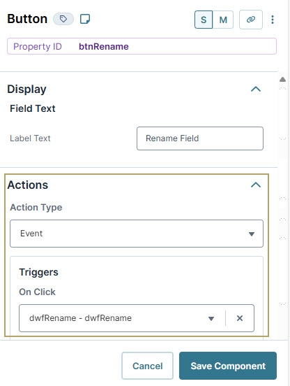 A static image displaying a button component settigns.