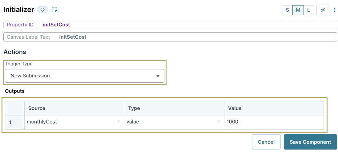 Static image showing the Initializer configuration in the Formula operator use case.