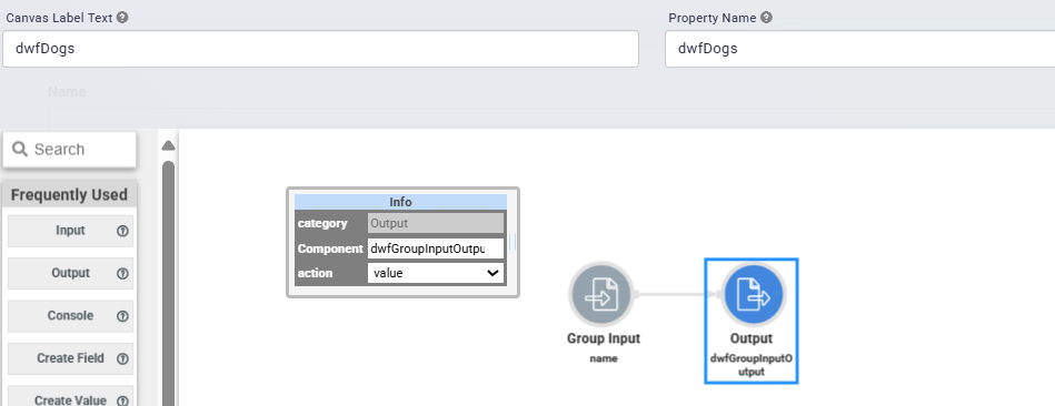 A static image displaying the Dataworkflow component's configuration.