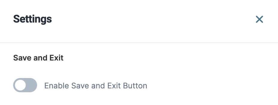 A static image displaying the Save and Exit section of the Workflow Settings modal.