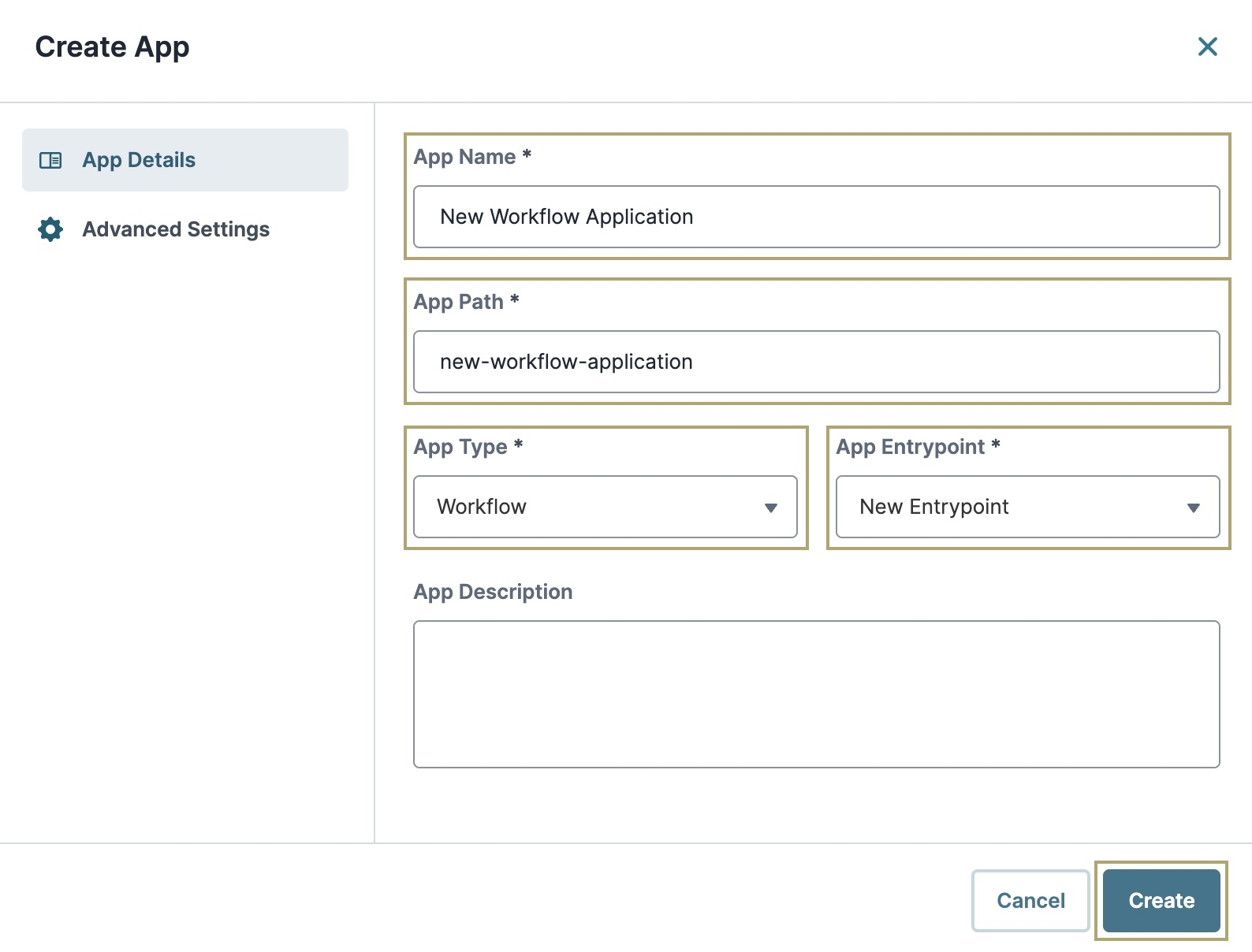 A static image displaying how to create a workflow-type application.