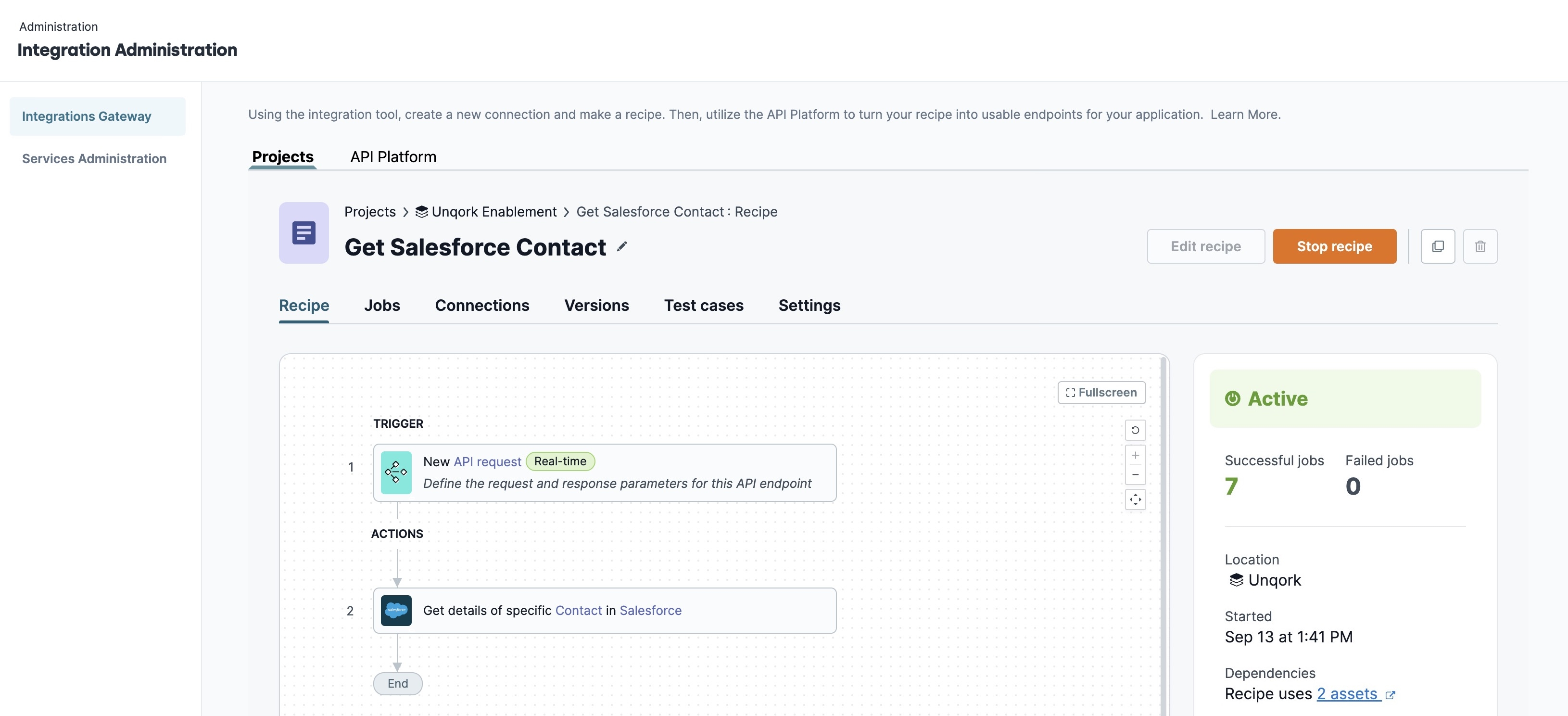 A static image displaying a configured recipe.