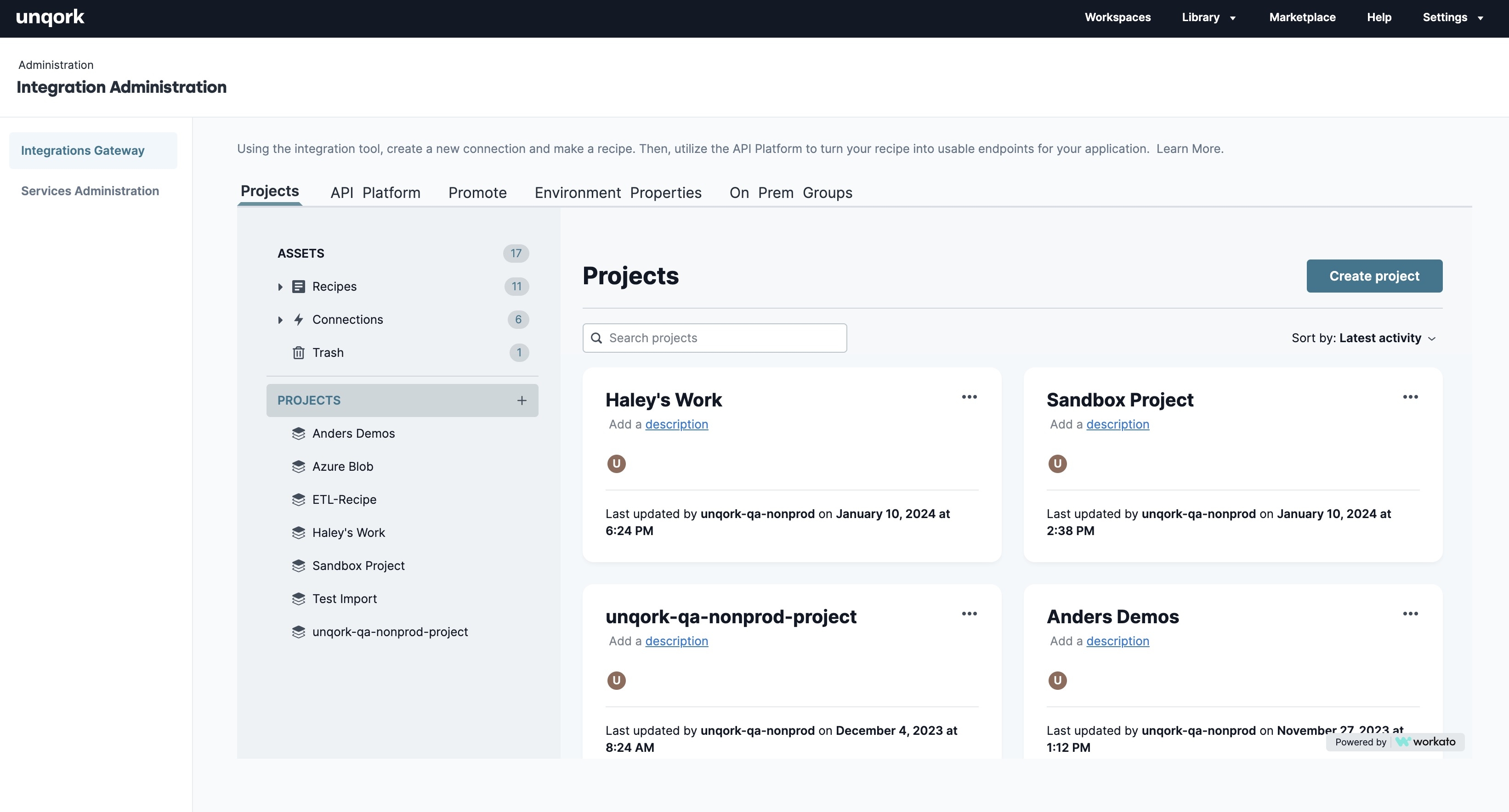 A static image displaying Unqork's Integration Gateway.