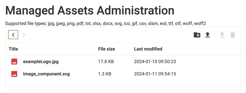 A static image displaying the Managed Assets page, the Back button is highlighted.