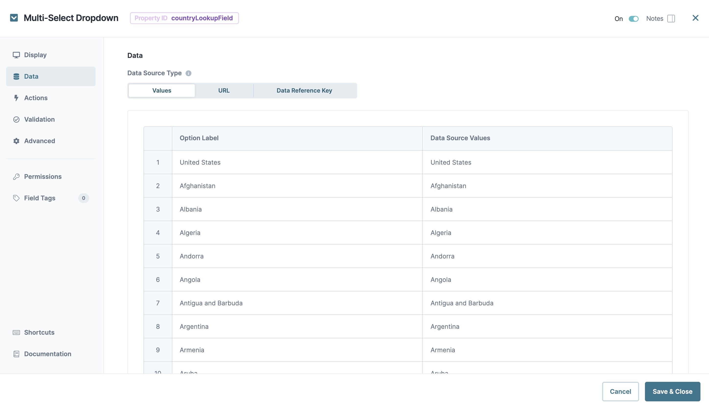 A static image displaying the snippet's Multi-Select Dropdown configuration.