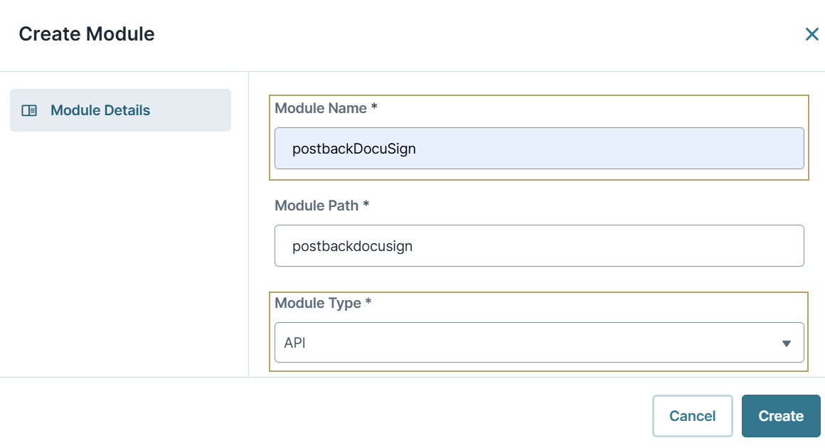 A static image displaying the API Module configuration settings