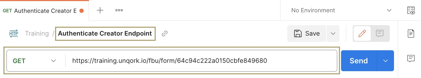 A static image displaying the GET Method and Callback URL for authenticating a Creator endpoint.