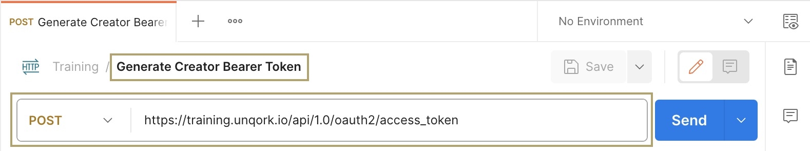 A static image displaying the POST Method and Callback URL for obtaining a Bearer Token.